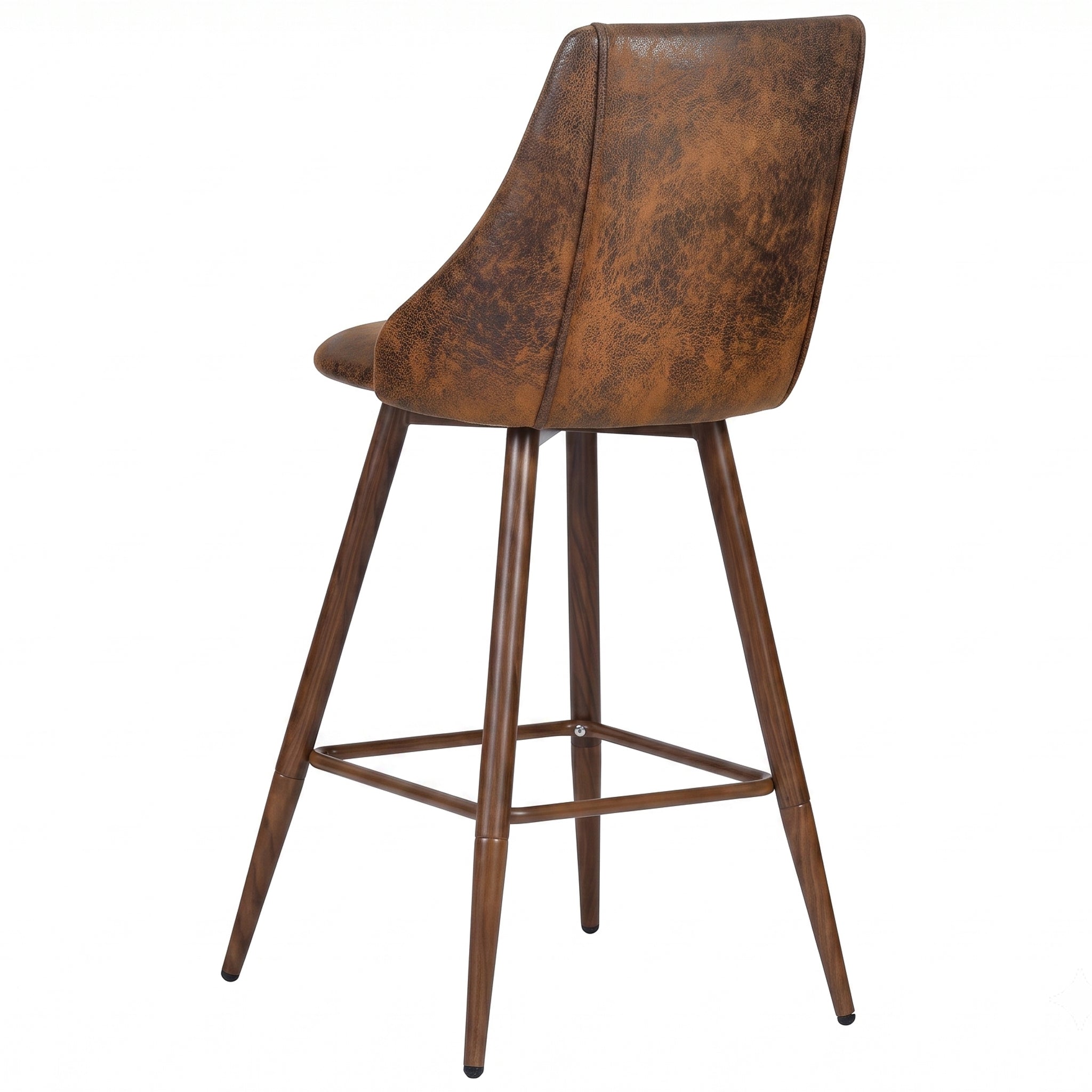 Smeg 26" Upholstered Swivel Counter Stools with Walnut-Tone Metal Legs Set of 2