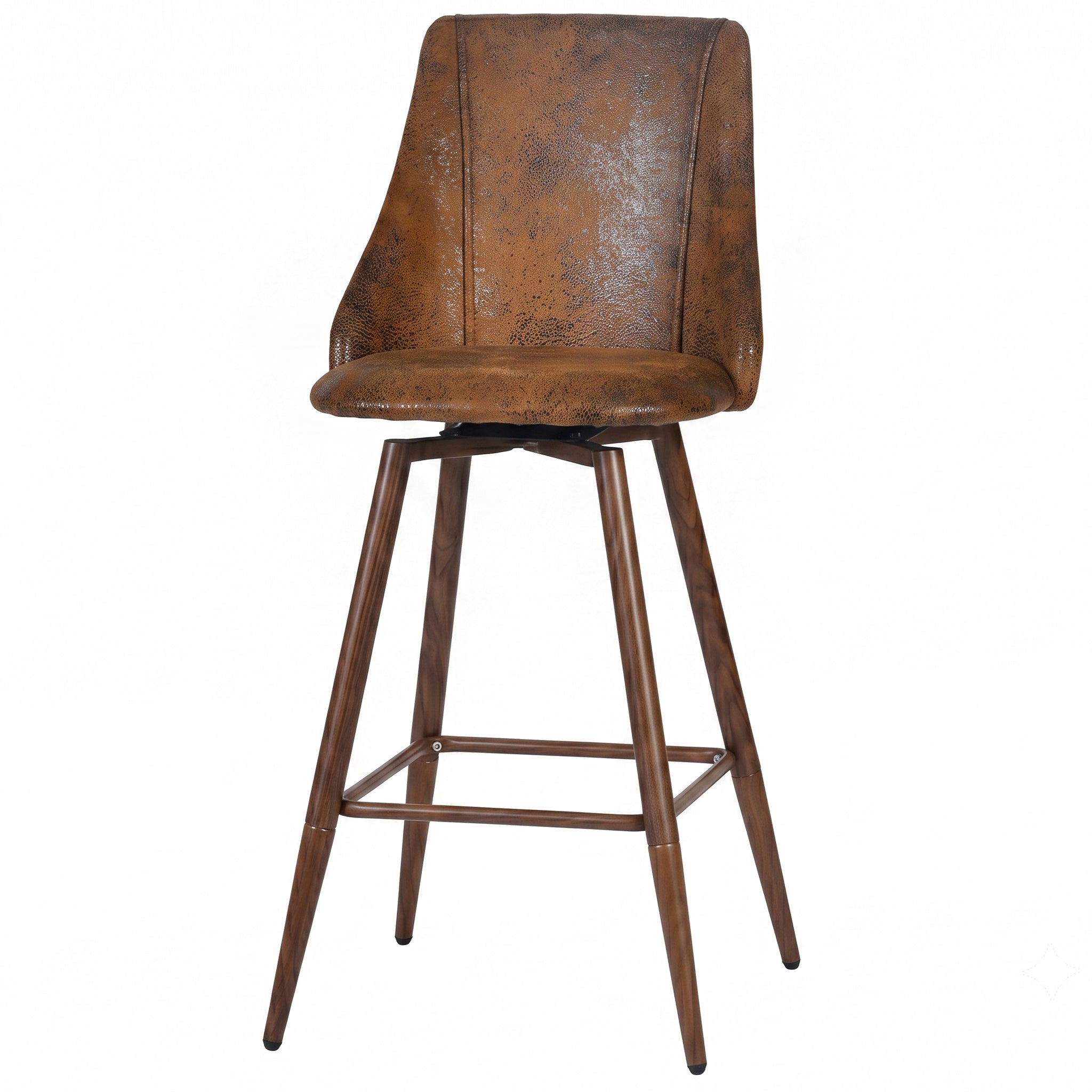 Smeg 26" Upholstered Swivel Counter Stools with Walnut-Tone Metal Legs Set of 2