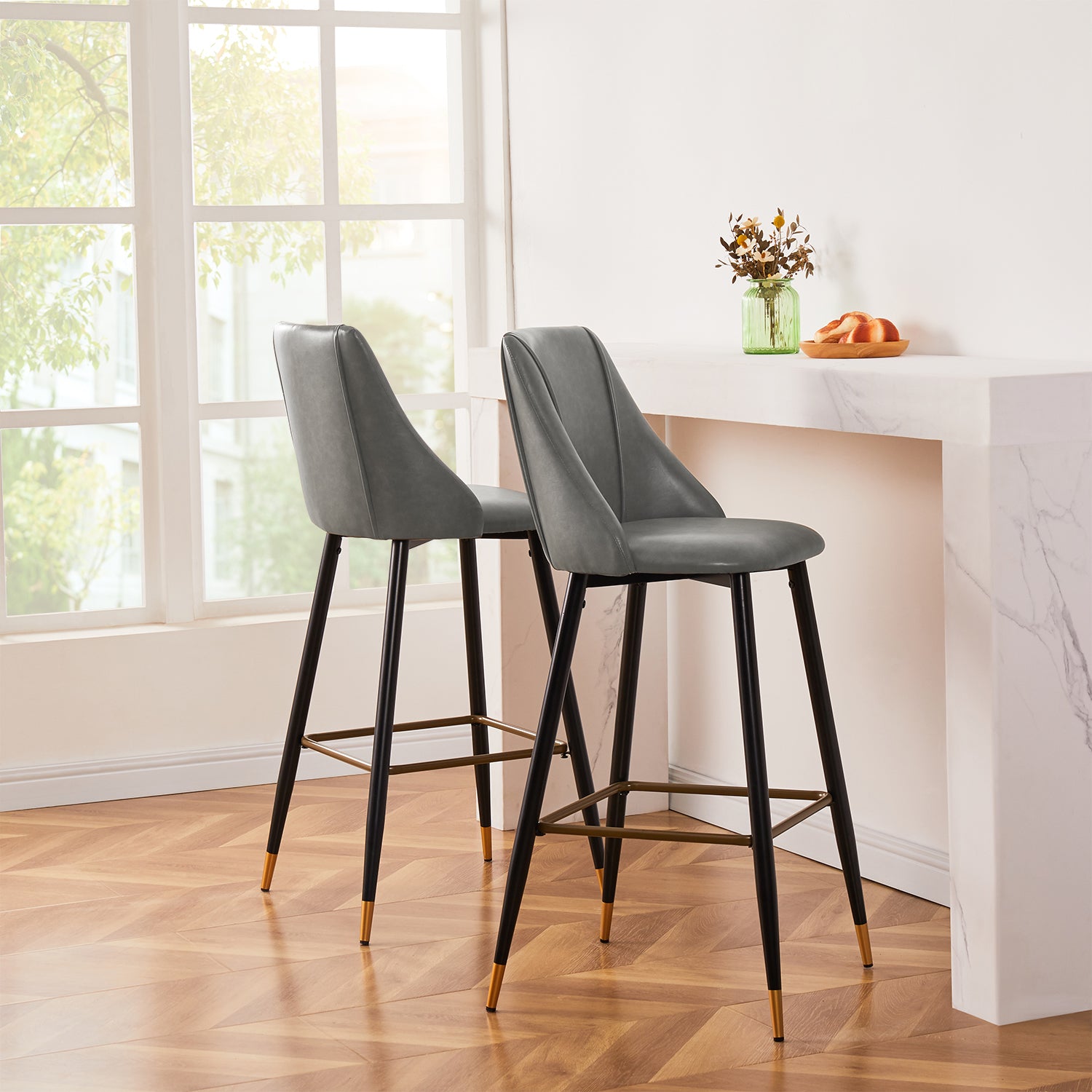 Homy Casa Smeg 30"Modern PU Bar Stool, Grey,Open Box