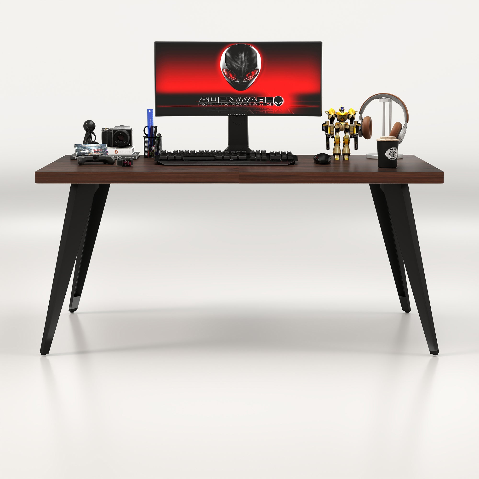 Stan Rectangular Dining Table with Wood Top & Black Metal Legs