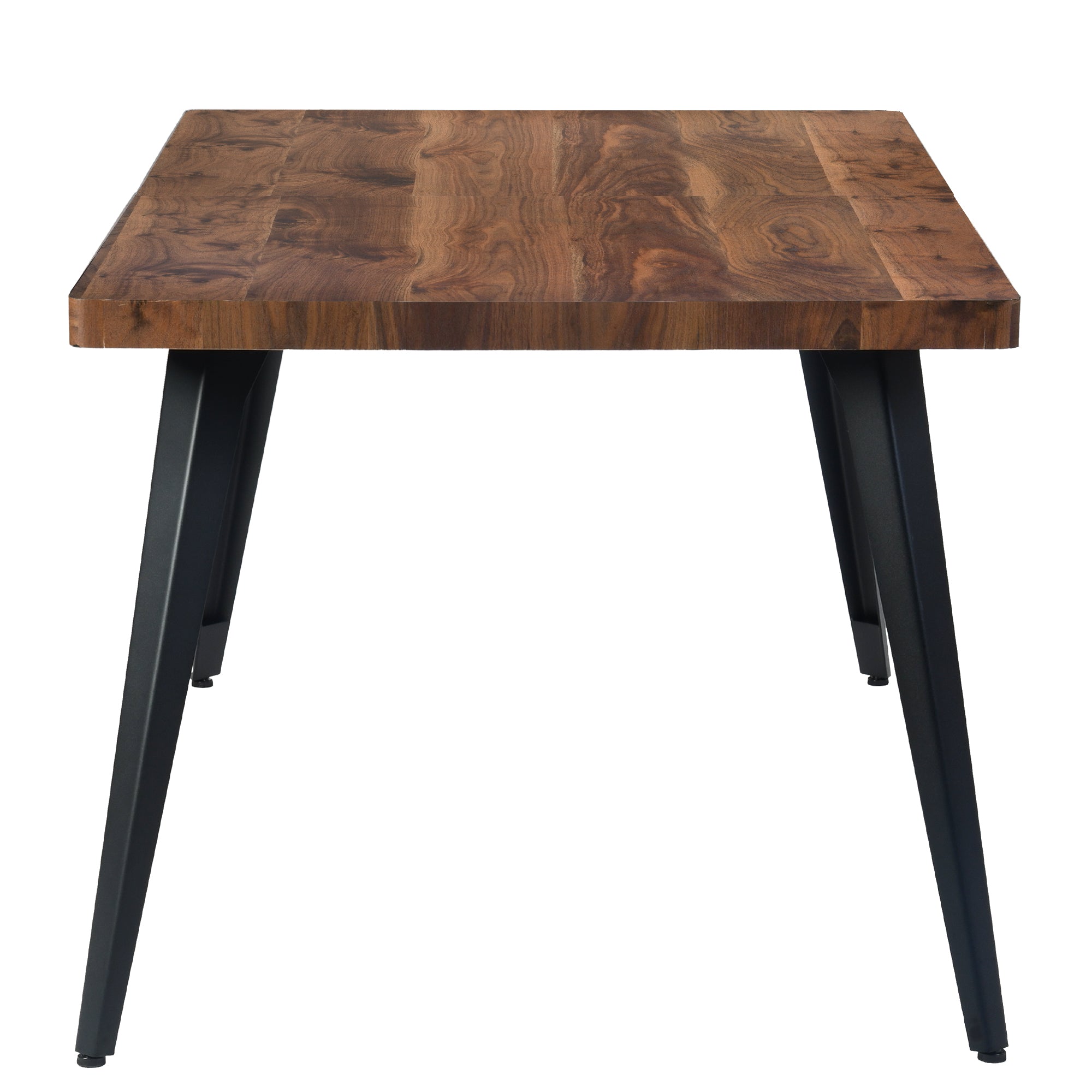 Stan 63” Rectangular Dining Table with Wood Top & Black Metal Legs