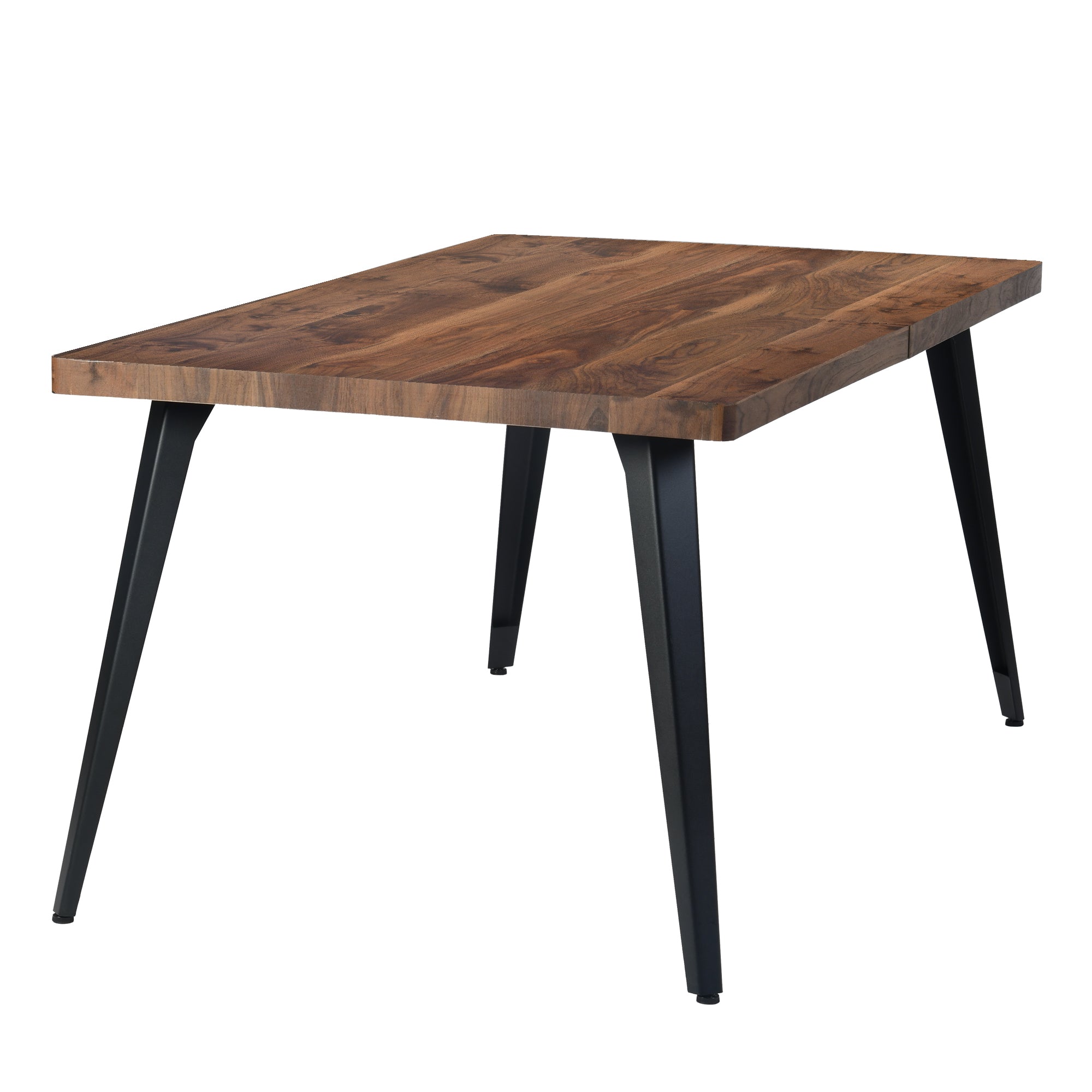 Stan 63” Rectangular Dining Table with Wood Top & Black Metal Legs