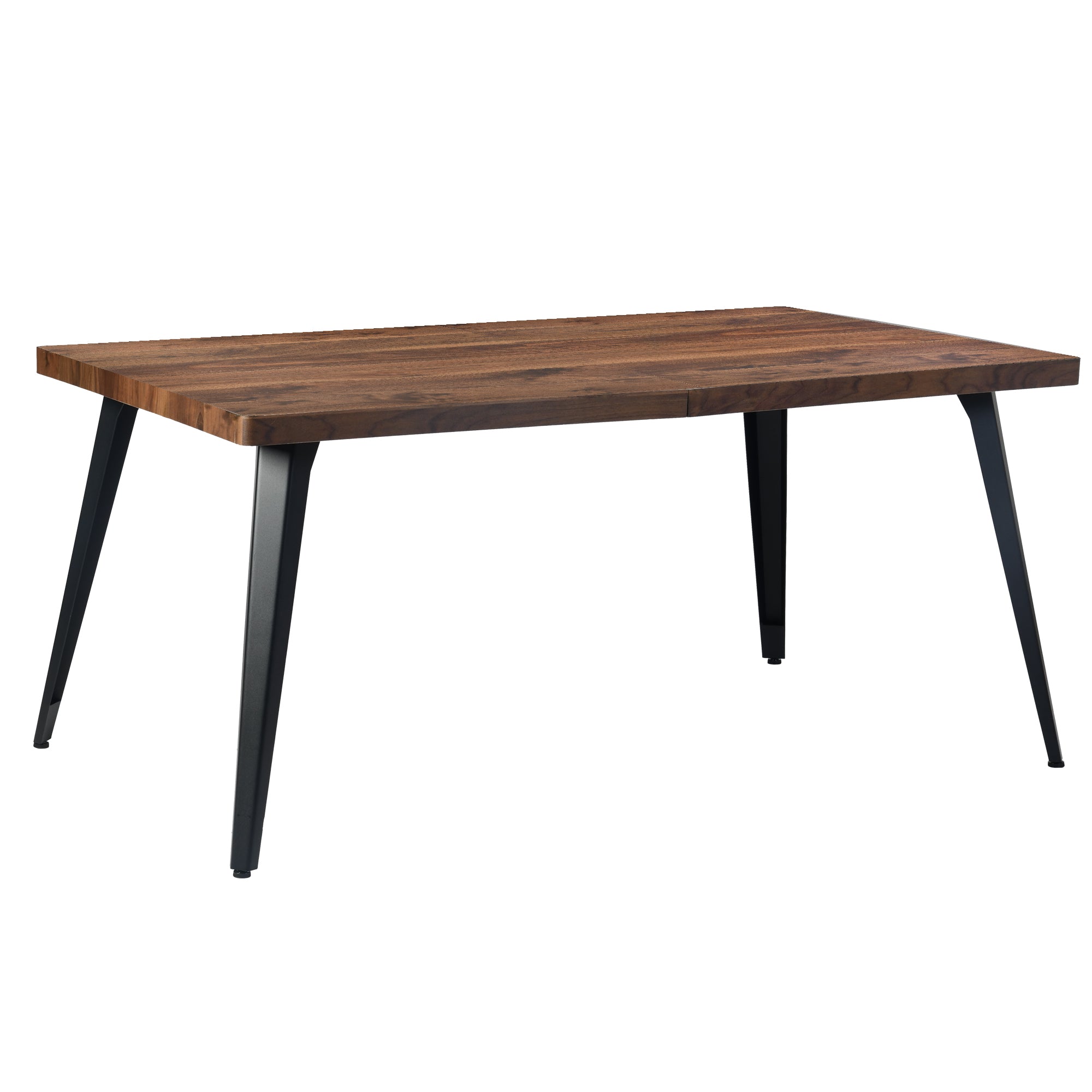 Stan 63” Rectangular Dining Table with Wood Top & Black Metal Legs