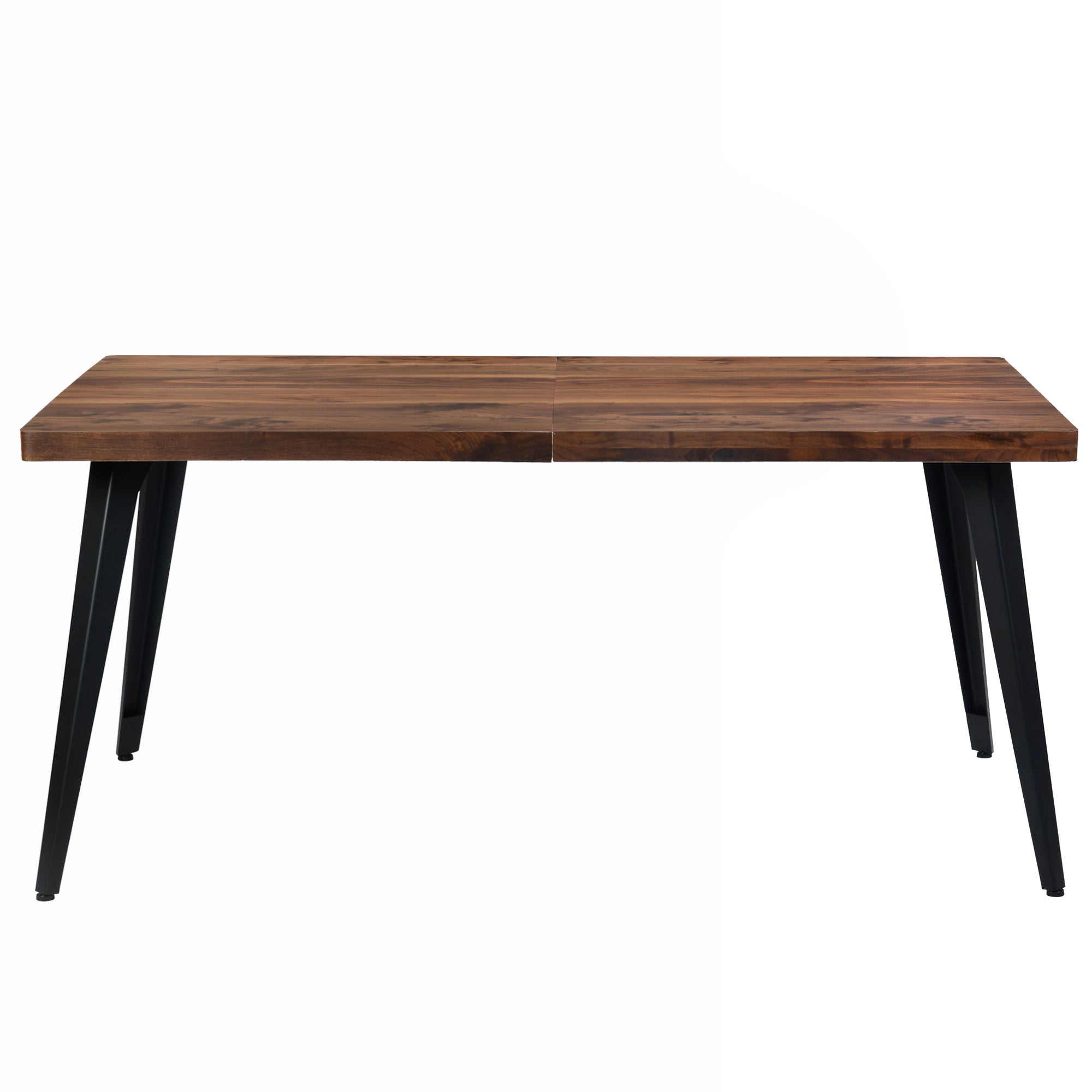 Stan 63” Rectangular Dining Table with Wood Top & Black Metal Legs