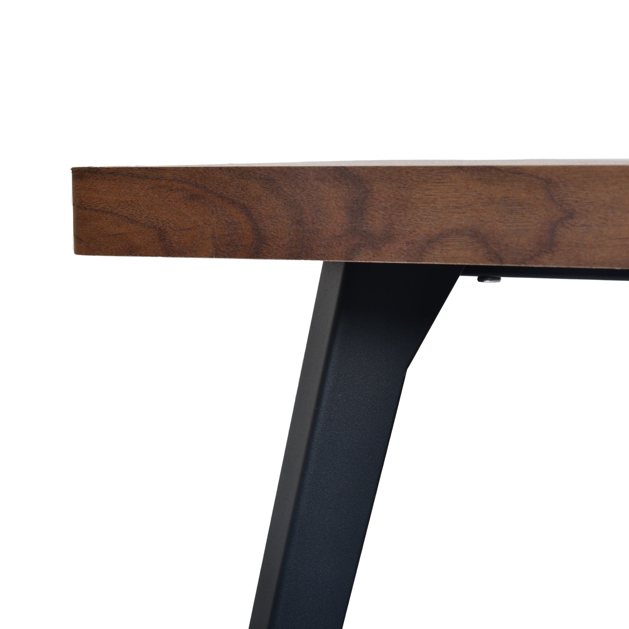 Stan 63” Rectangular Dining Table with Wood Top & Black Metal Legs