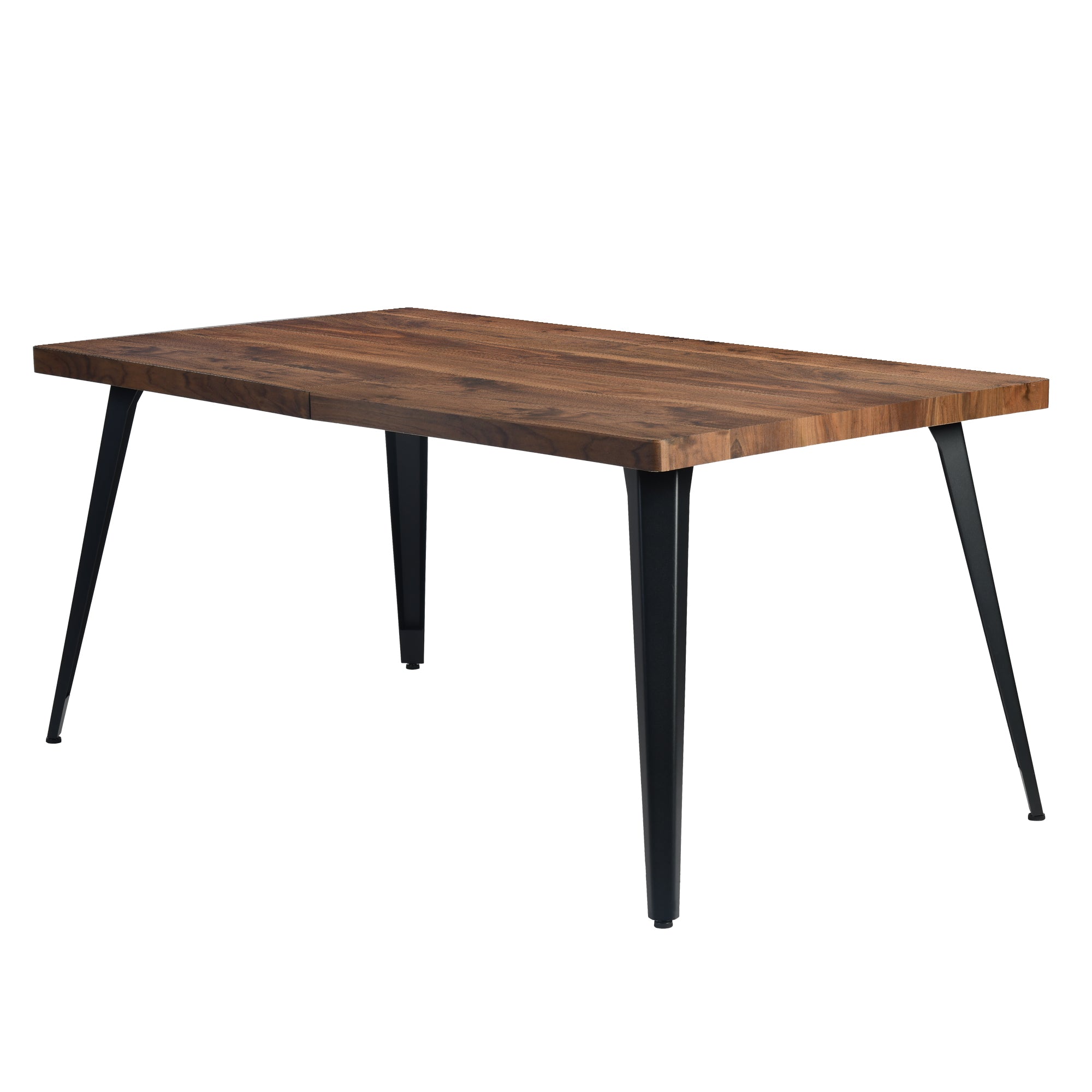 Stan 63” Rectangular Dining Table with Wood Top & Black Metal Legs