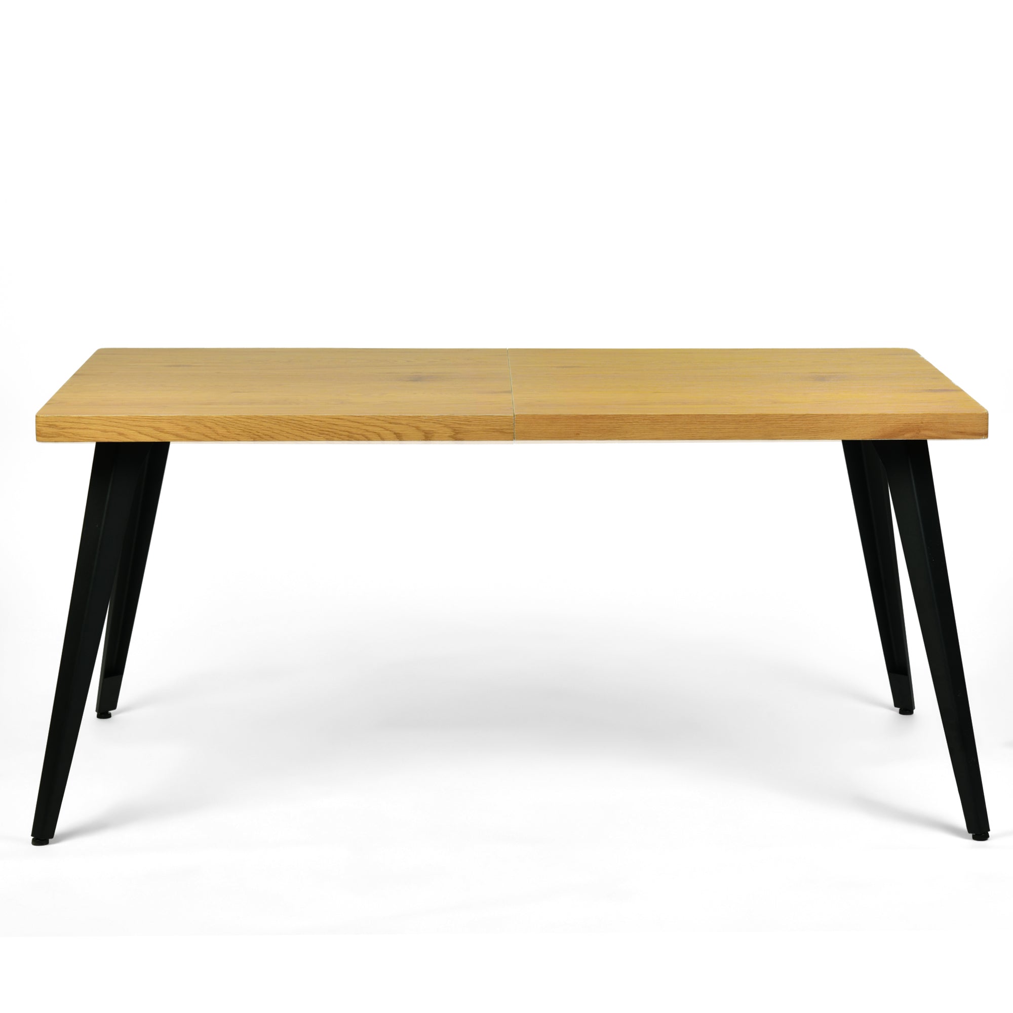Stan 63” Rectangular Dining Table with Wood Top & Black Metal Legs