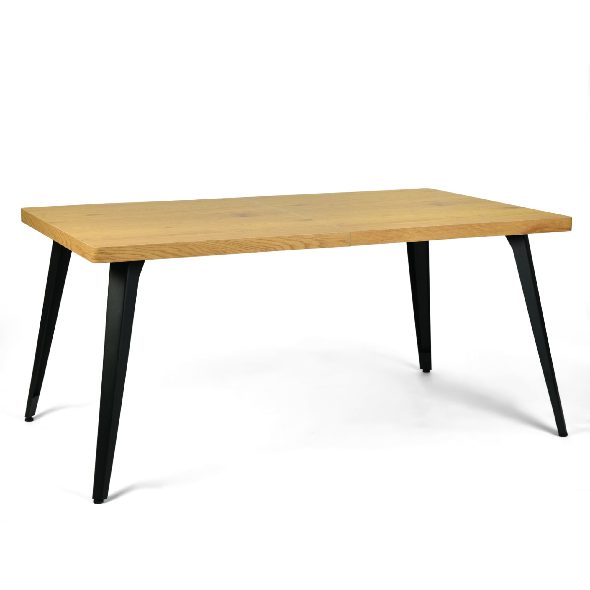Stan 63” Rectangular Dining Table with Wood Top & Black Metal Legs