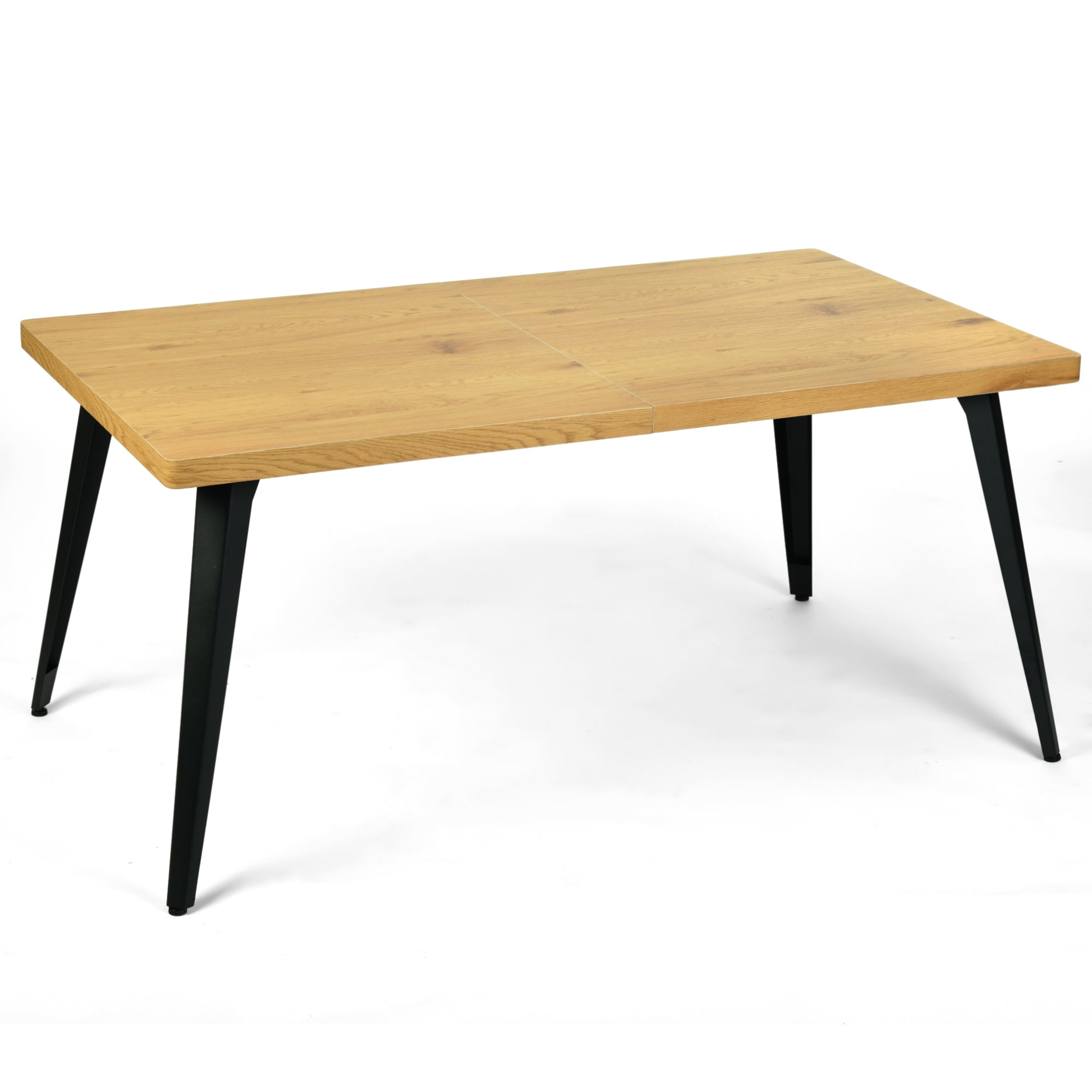Stan 63” Rectangular Dining Table with Wood Top & Black Metal Legs