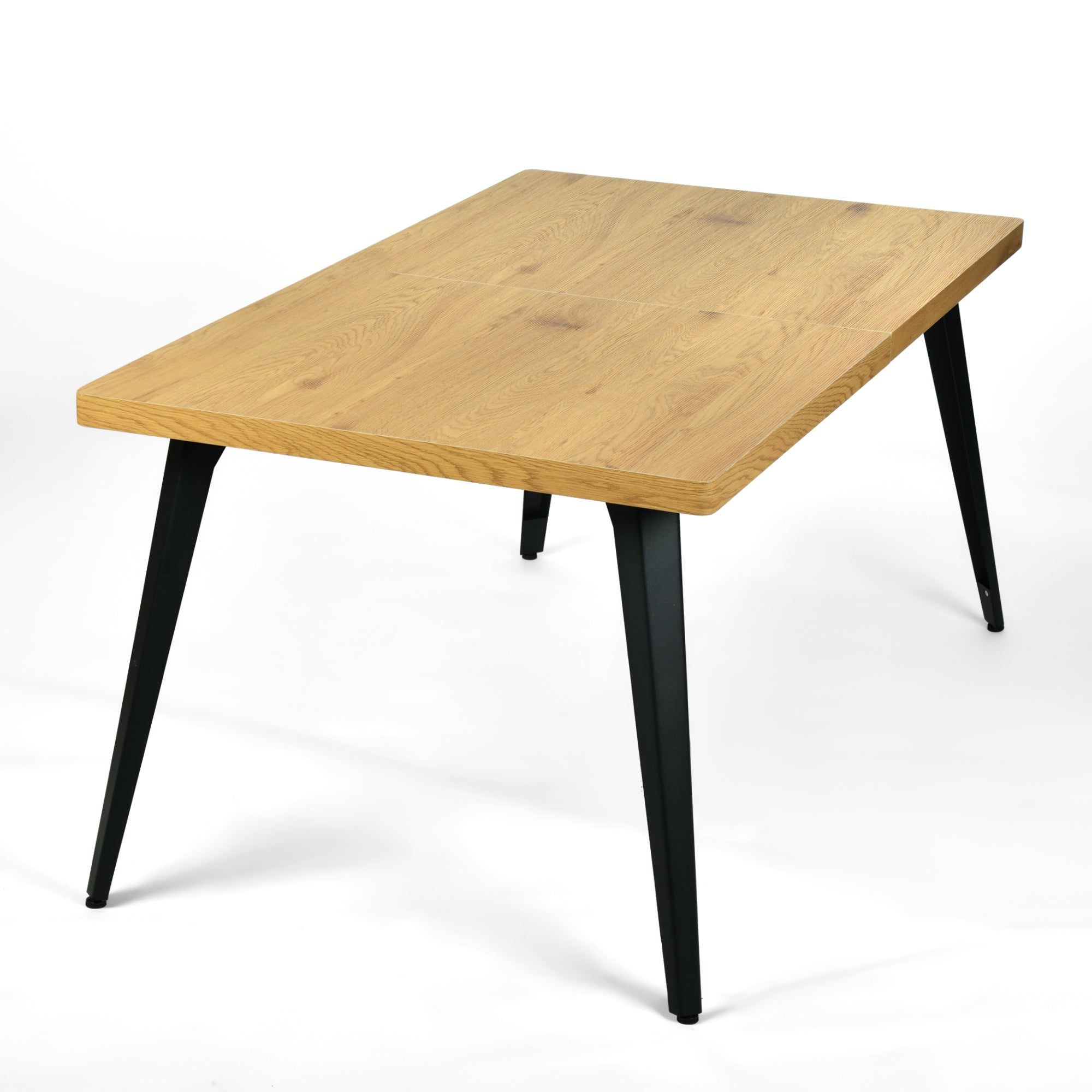 Stan 63” Rectangular Dining Table with Wood Top & Black Metal Legs