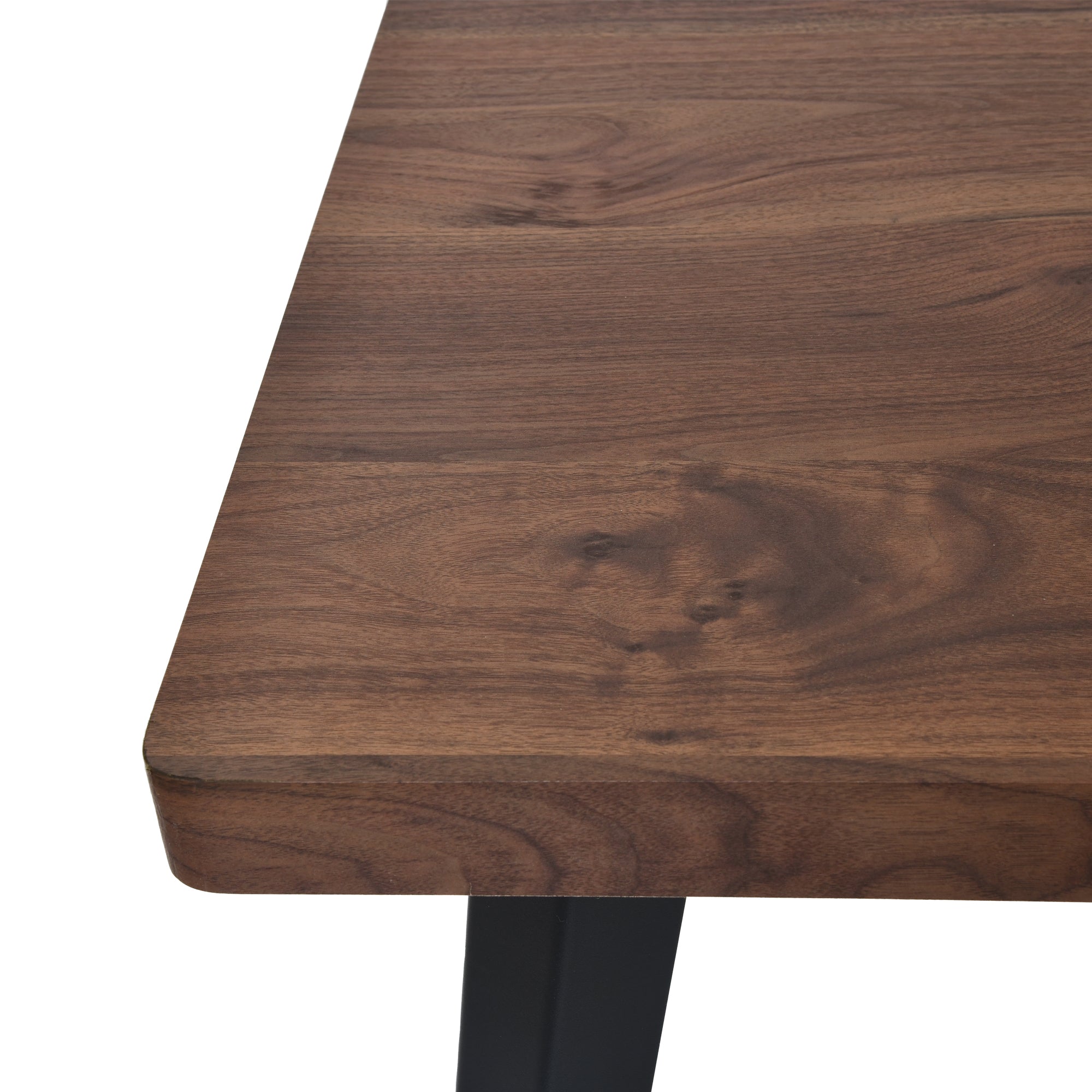 Homy Casa STAN+HAVEN 5PC Dining Set 63” Vintage Brown Table with 4 Haven Suede Brown Chairs Walnut Legs