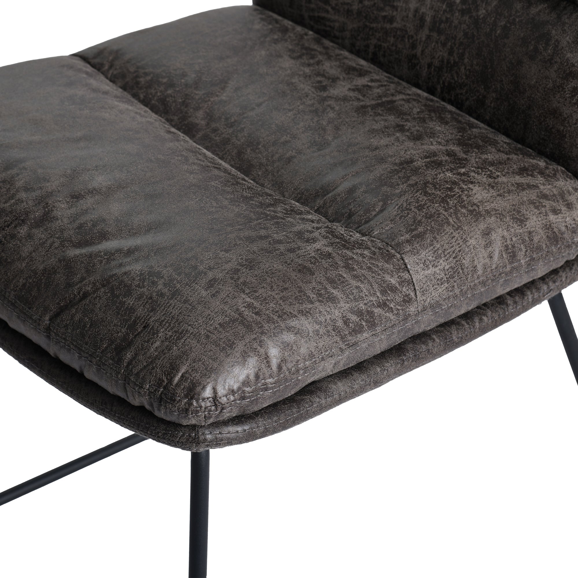 Homy Casa STEFFEN 2PC Modern Fabric Dining Chair with Metal Legs, Grey,Open Box