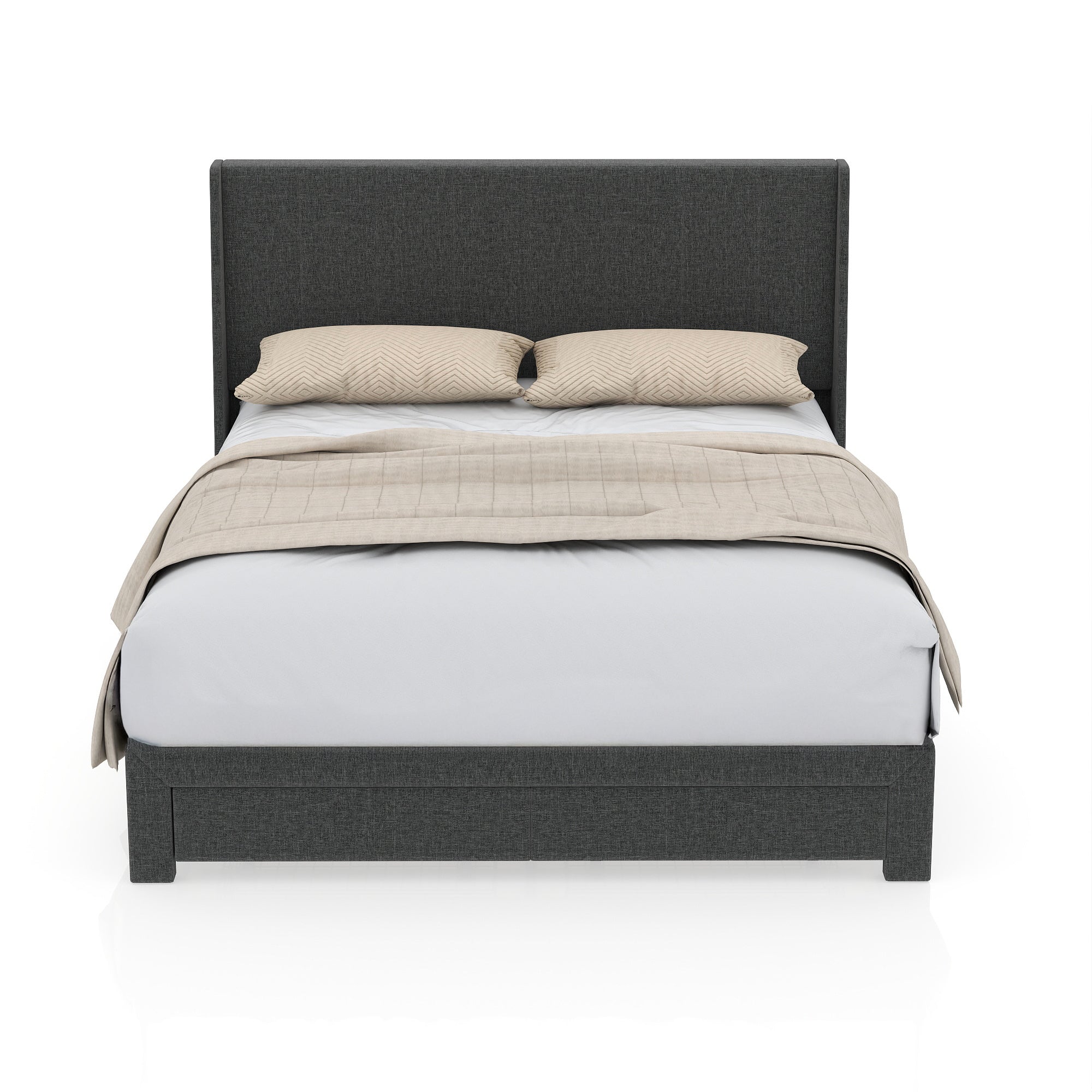 SUMMIT Upholstered Platform Bed with Wingback Headboard