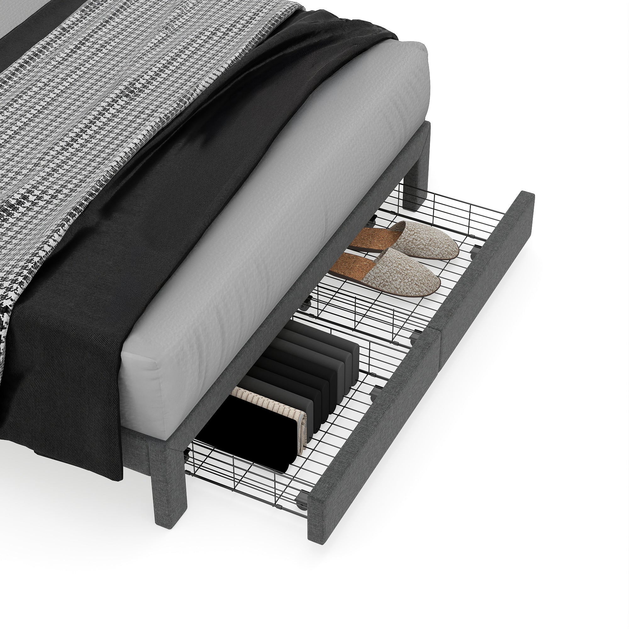 SUMMIT Upholstered Platform Bed with Wingback Headboard