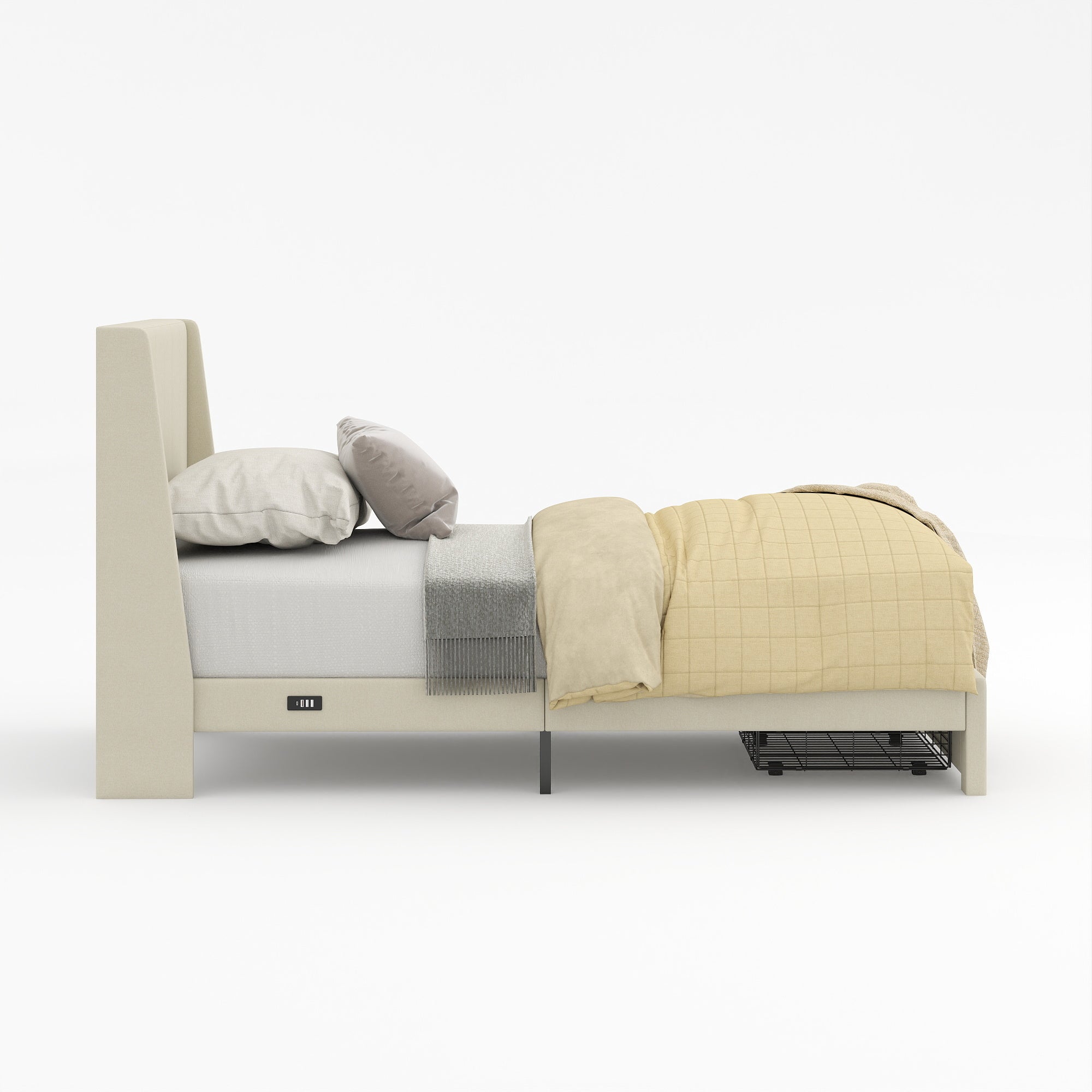 SUMMIT Upholstered Platform Bed with Wingback Headboard