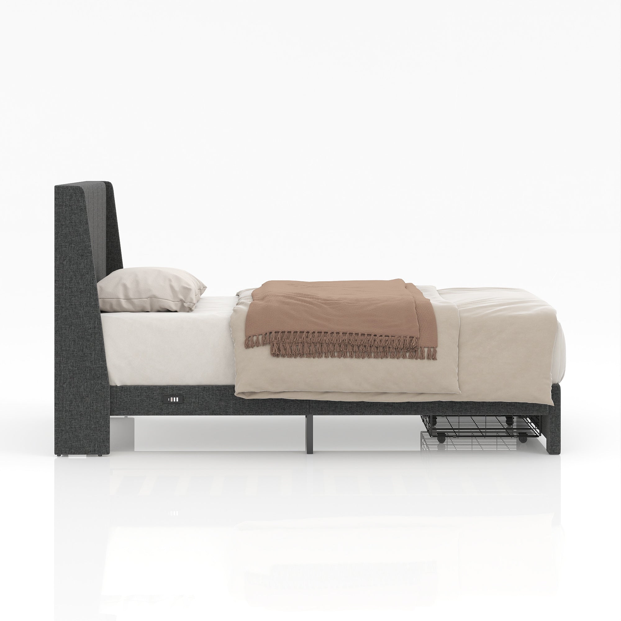 SUMMIT Upholstered Platform Bed with Wingback Headboard