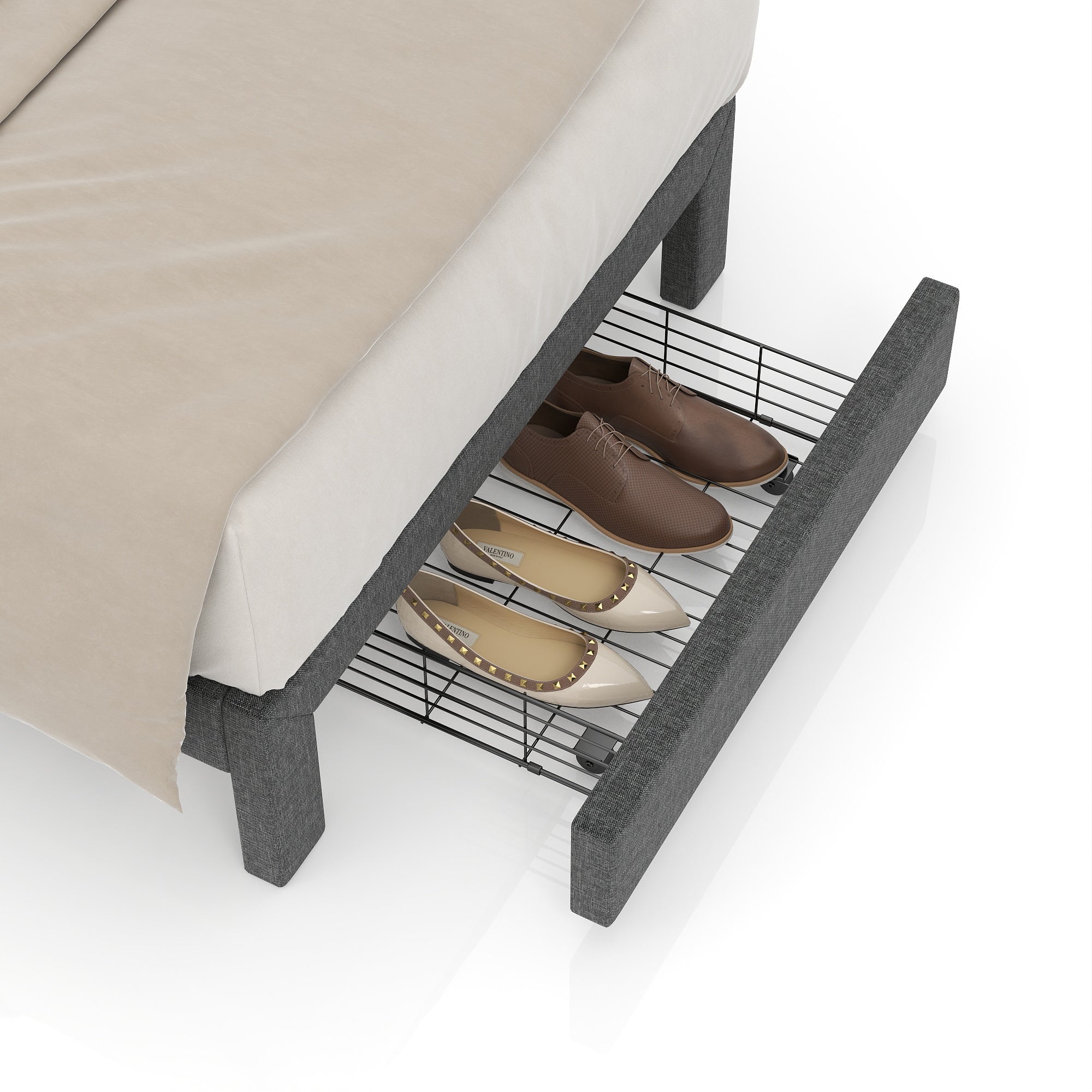 SUMMIT Upholstered Platform Bed with Wingback Headboard