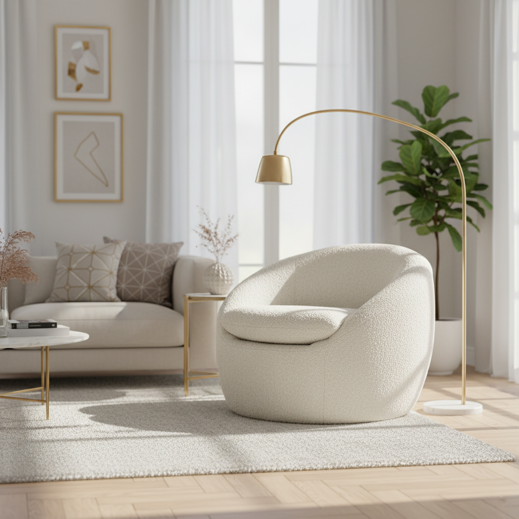 Arches Modern Upholstered Swivel Barrel Chair