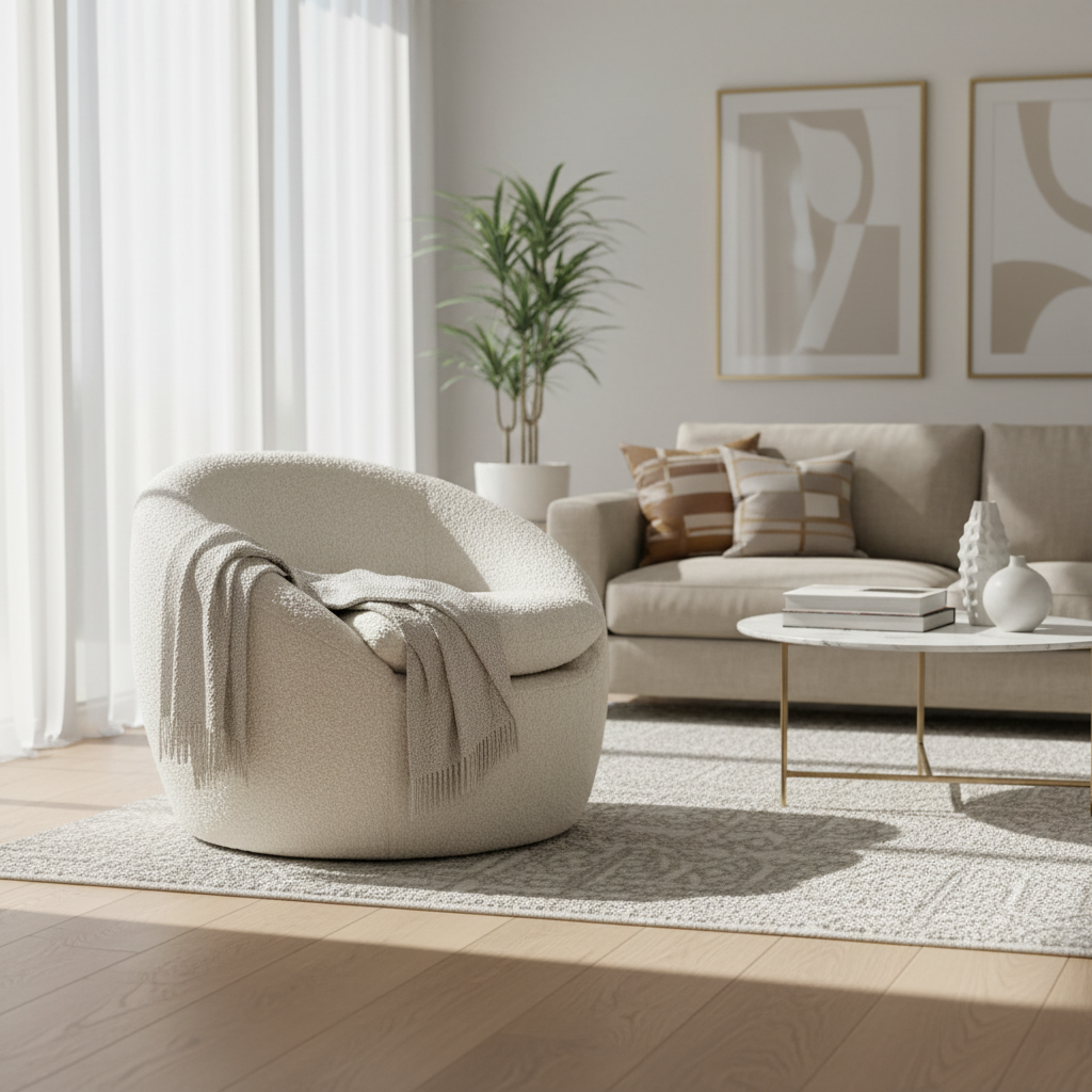 Arches Modern Upholstered Swivel Barrel Chair