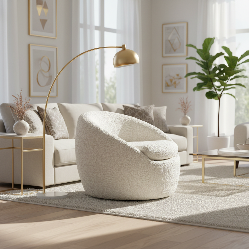 Arches Modern Upholstered Swivel Barrel Chair