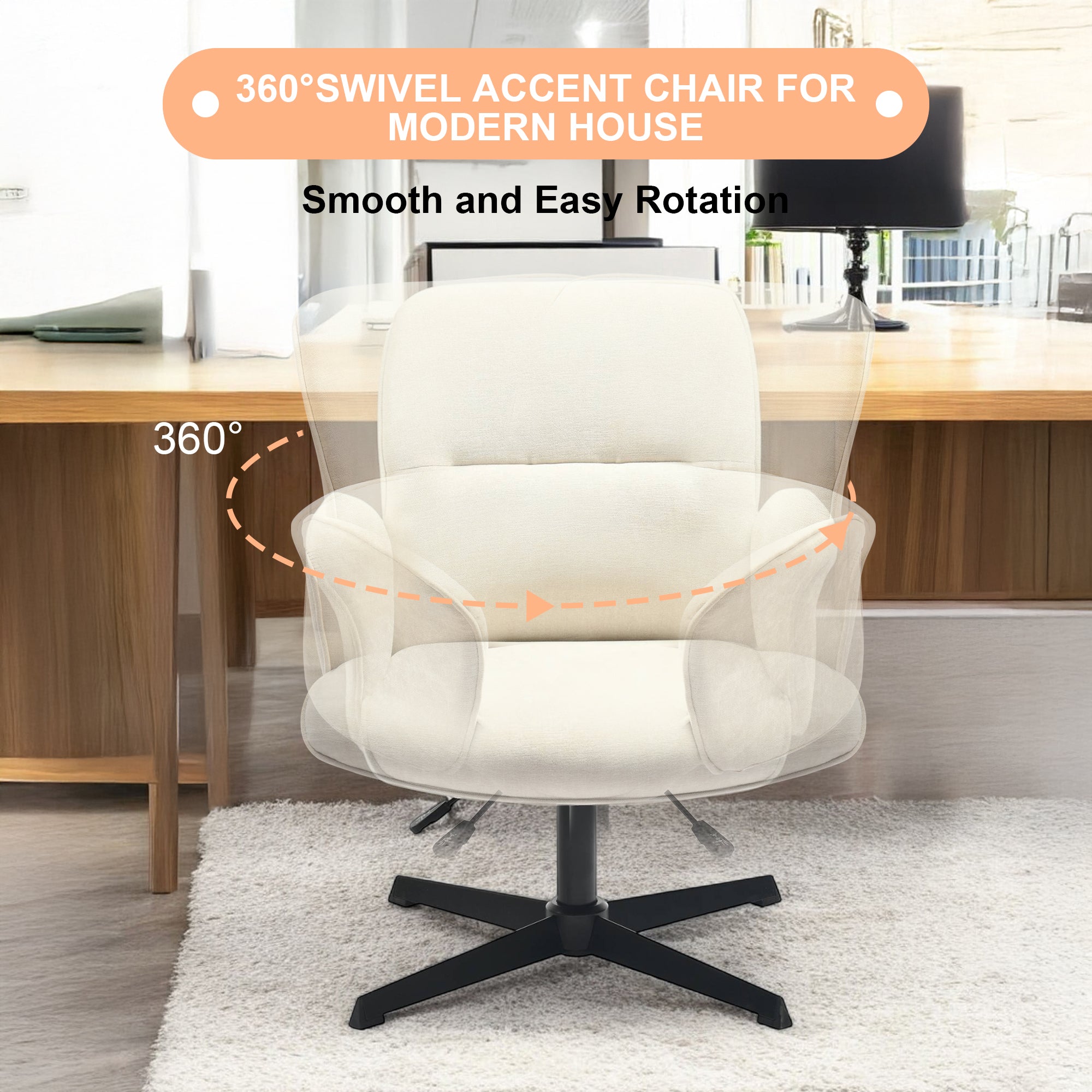Homy Casa THOMASINA CHENILLE BEIGE 24.21" W x 23.43" D x 36.61" H Relax Chair for Office and Home