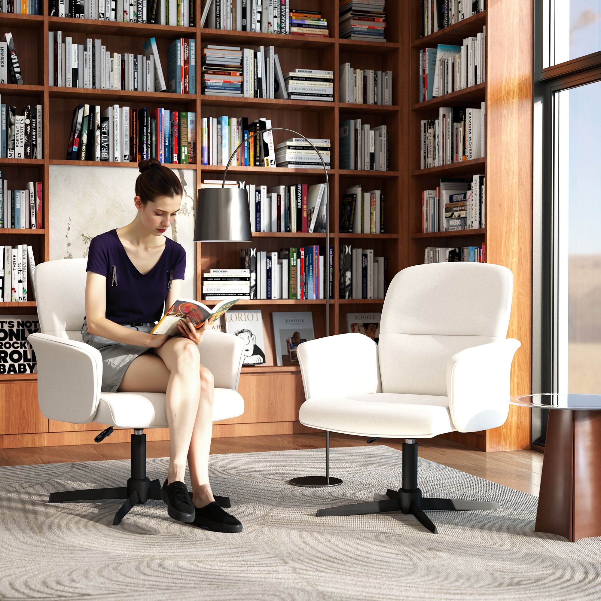 Homy Casa Thomasina Adjustable Office Chair in Beige