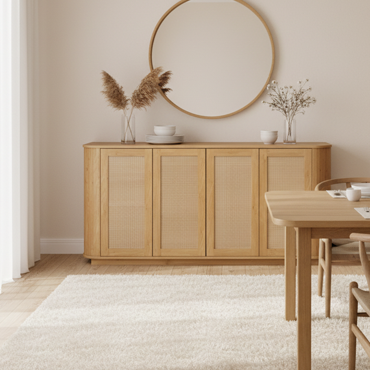 Corsica 64" Rattan Sideboard Storage Cabinet