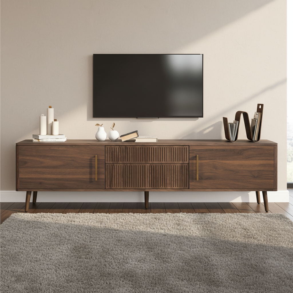 Astoria Mid Century TV Stand with 2 Drawers