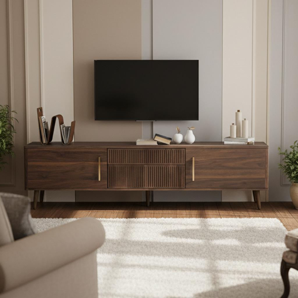 Astoria Mid Century TV Stand with 2 Drawers