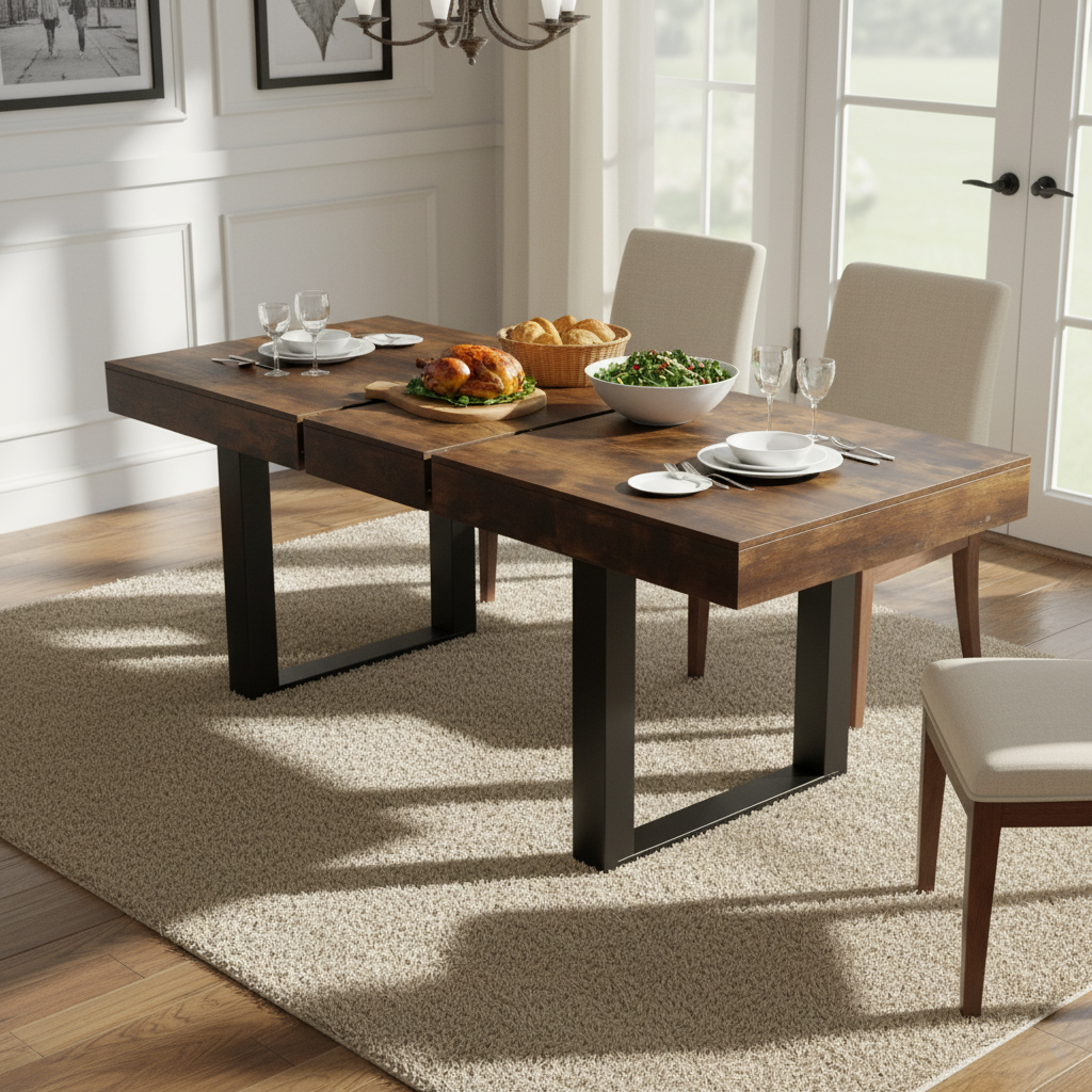 Nevada Wood Modern Extendable Dining Table