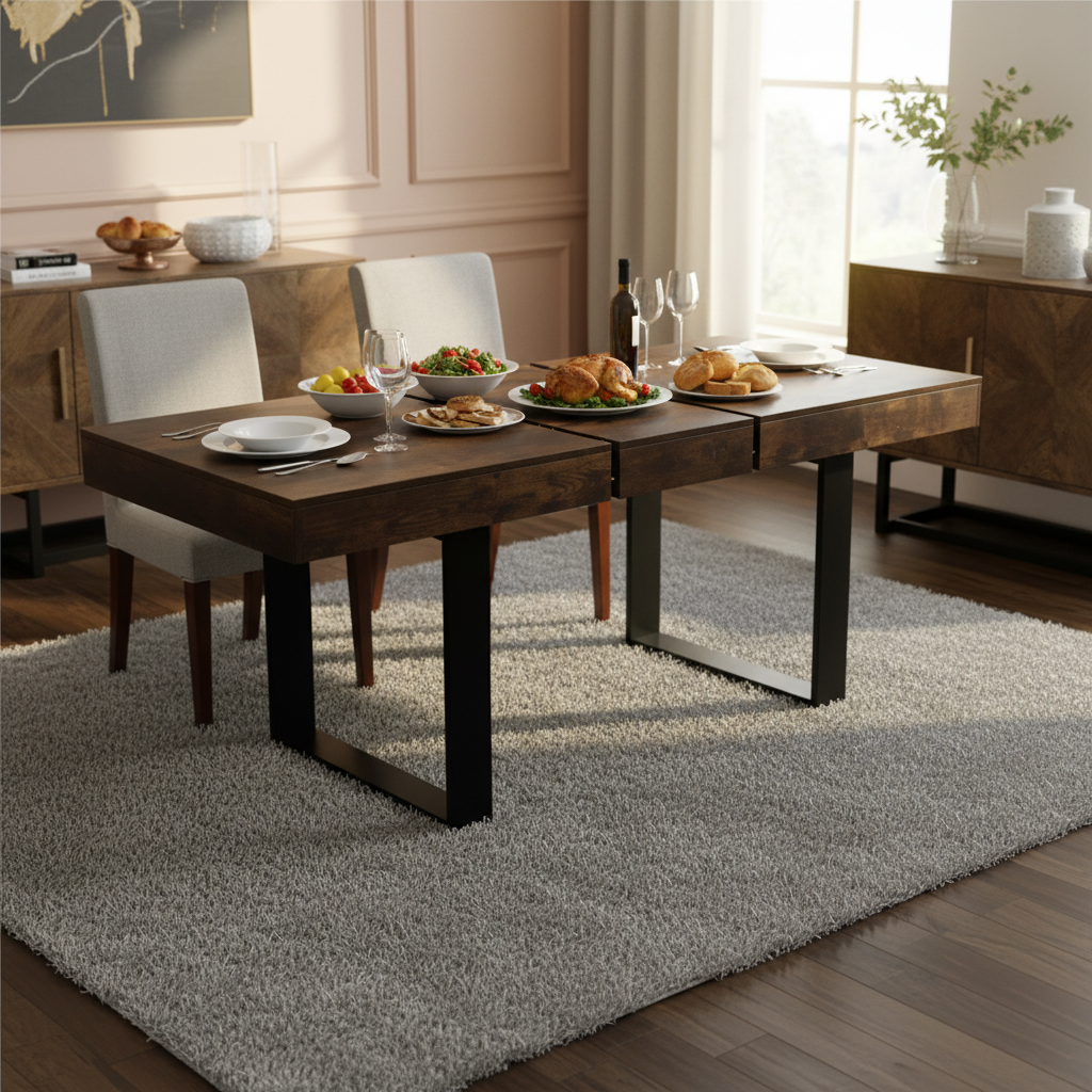 Nevada Wood Modern Extendable Dining Table