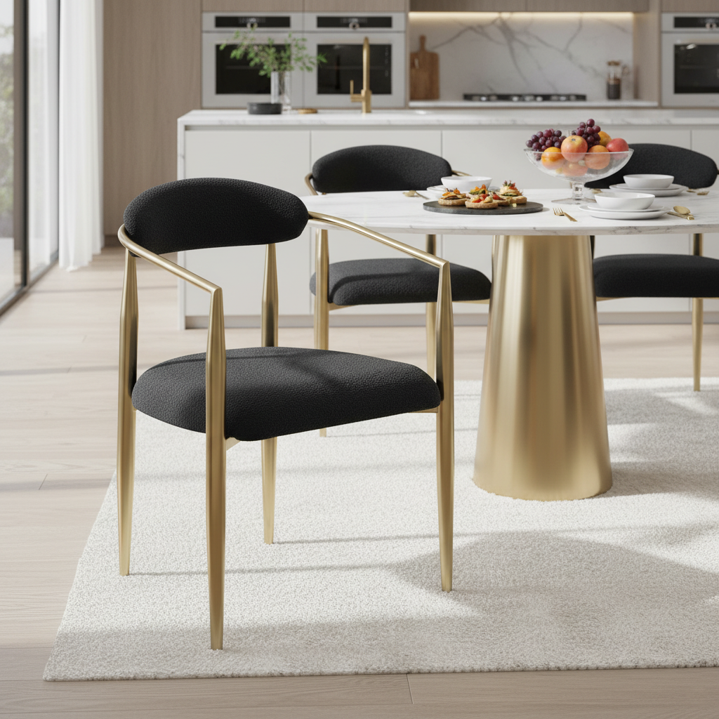 Lima Boucle Upholstered Dining Chair Set of 2