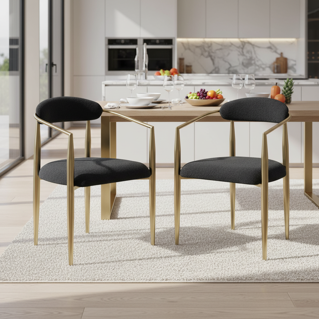 Lima Boucle Upholstered Dining Chair Set of 2