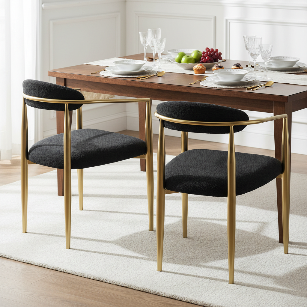 Lima Boucle Upholstered Dining Chair Set of 2