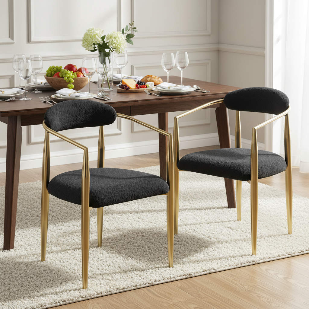 Lima Boucle Upholstered Dining Chair Set of 2