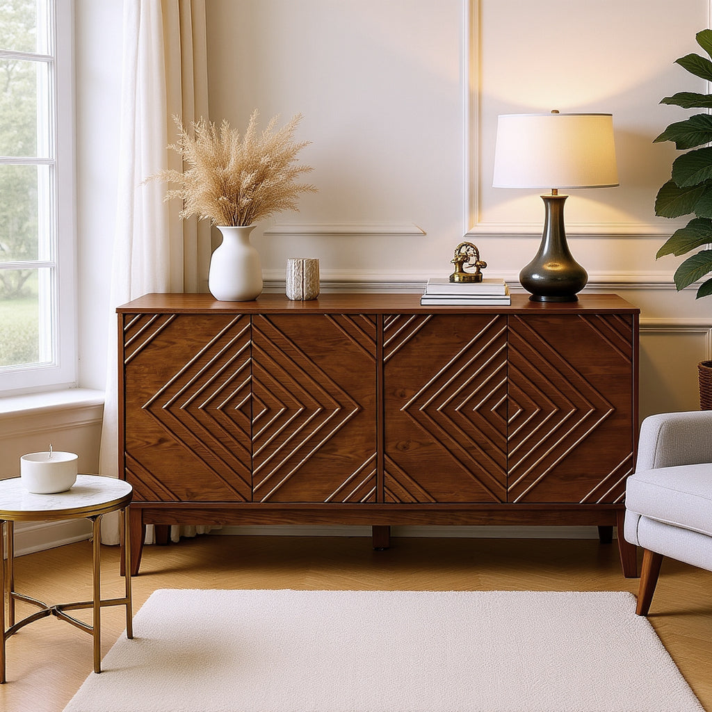Bauhaus Geometric 61" Sideboard Buffet Cabinet with Storage
