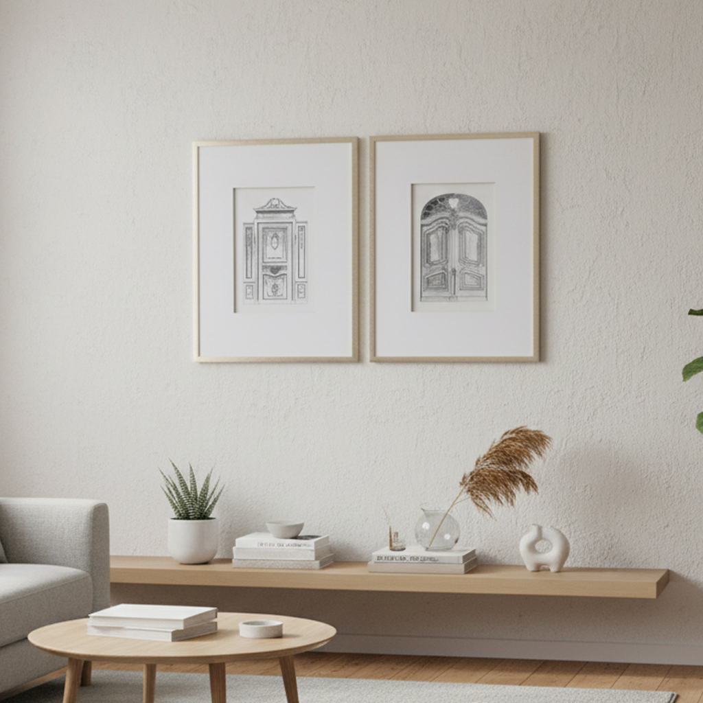 Laurel Architectural Sketch Wall Art Set of 2
