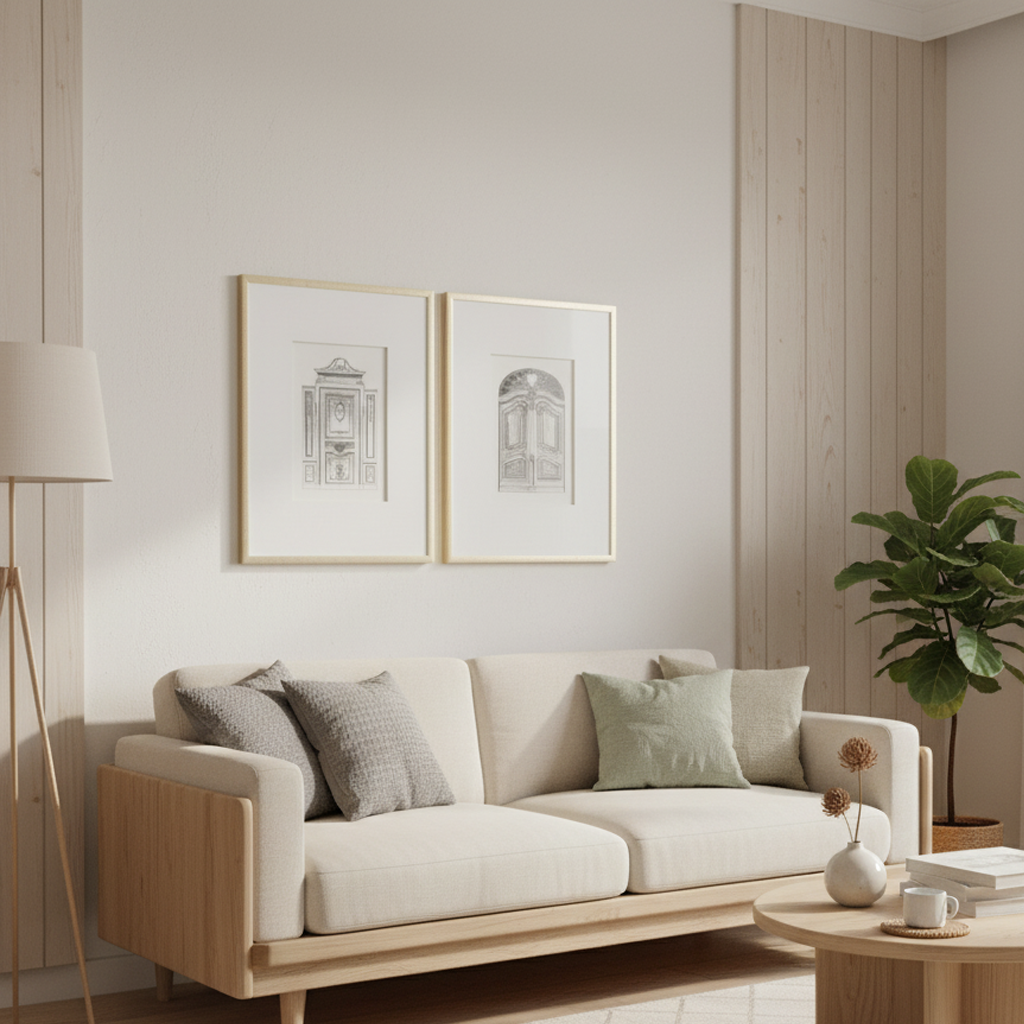 Laurel Architectural Sketch Wall Art Set of 2