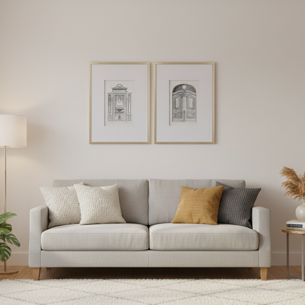 Laurel Architectural Sketch Wall Art Set of 2