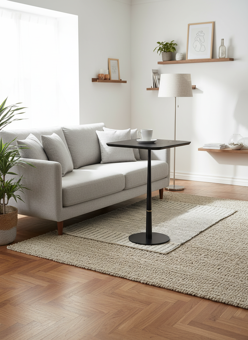 Crete Square Side Table with Metal Leg