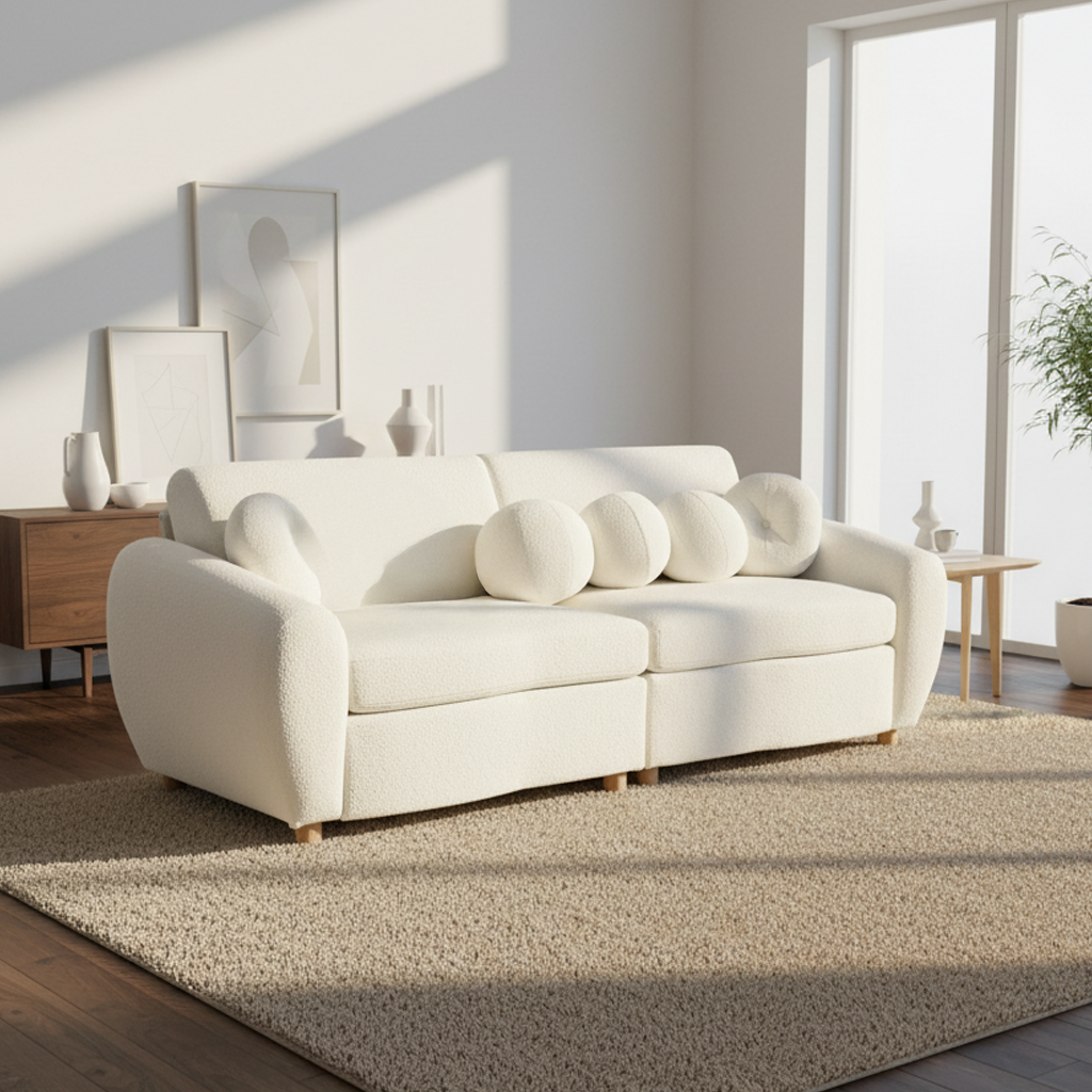 Raleigh 84inch Chenille Upholstered Sofa Couch with 4 Pillows