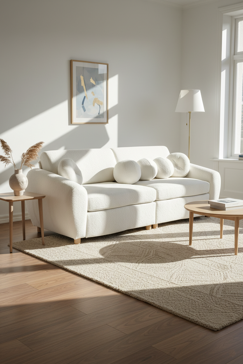 Raleigh 84inch Chenille Upholstered Sofa Couch with 4 Pillows