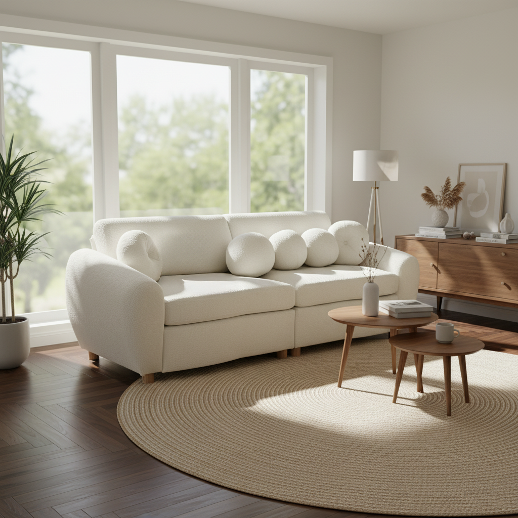 Raleigh 84inch Chenille Upholstered Sofa Couch with 4 Pillows
