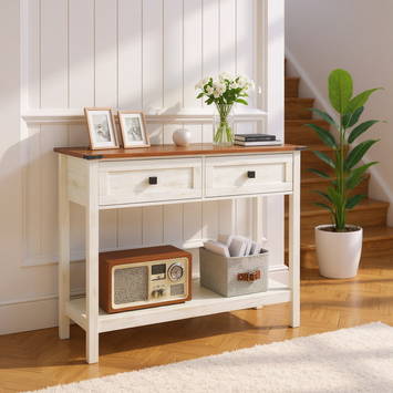 Elmwood 40" Rustic Console Table with 2 Drawers