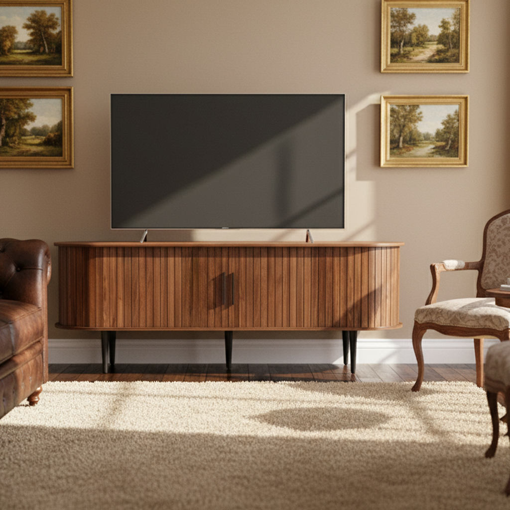 Valletta Sliding Door TV Stand Media Console with Storage