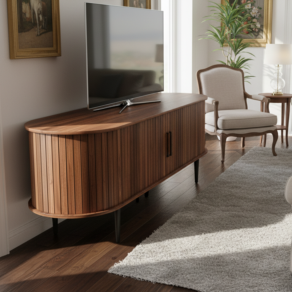 Valletta Sliding Door TV Stand Media Console with Storage