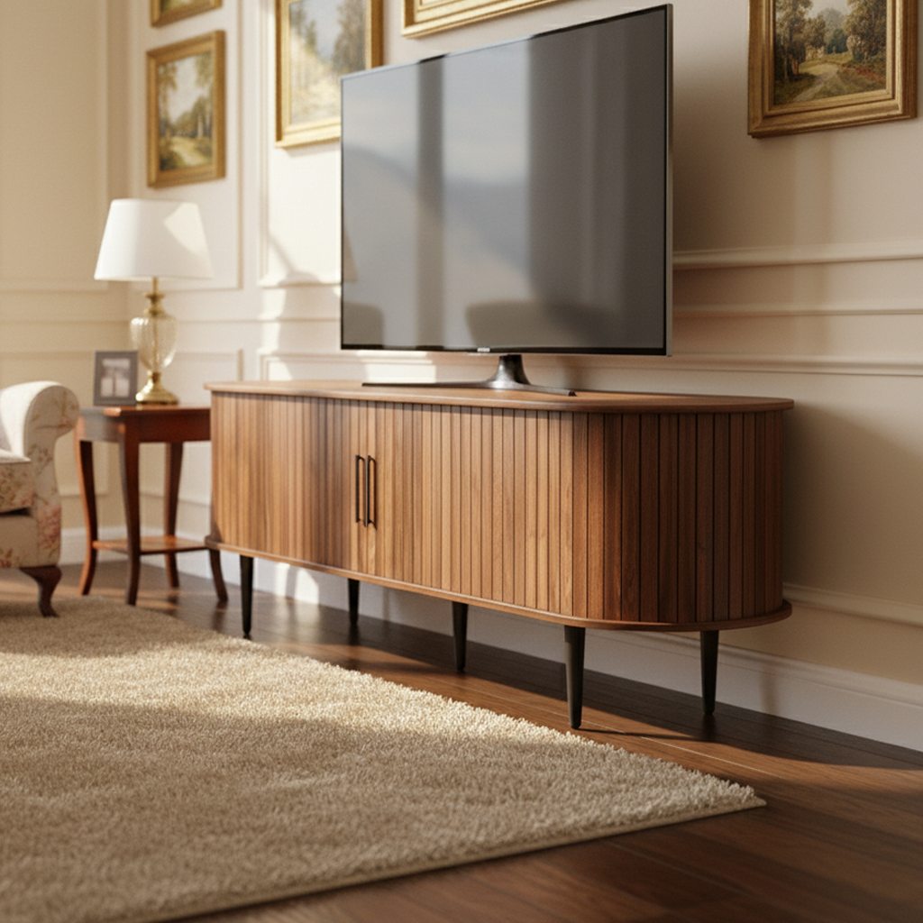 Valletta Sliding Door TV Stand Media Console with Storage