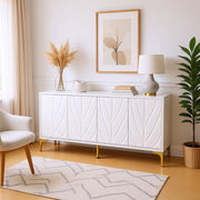 Prague Carved 4 Door Sideboard Buffet Cabinet, White