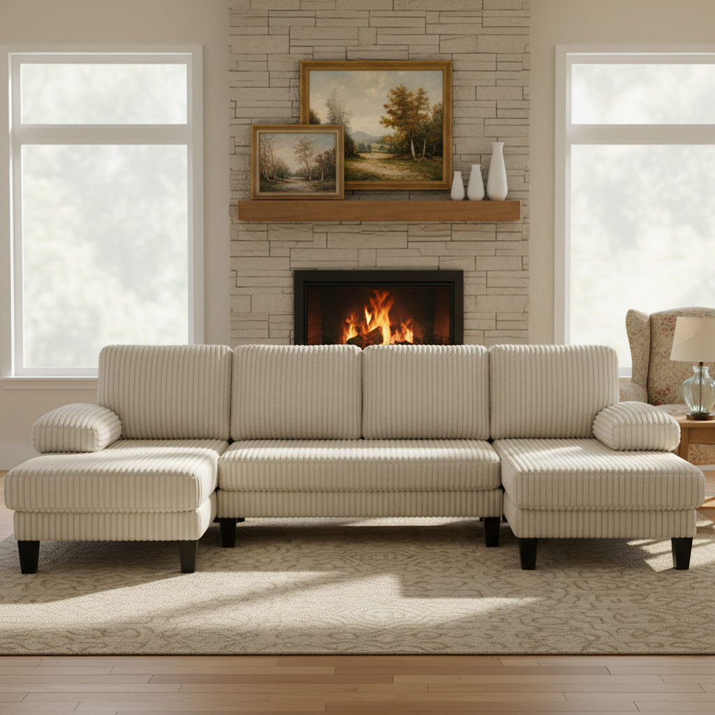 Spokane U-Shaped 4 Seater Sectional Sofa with Double Chaise