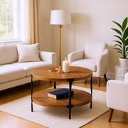 Lugano Round Coffee Table with 2 Tier Storage